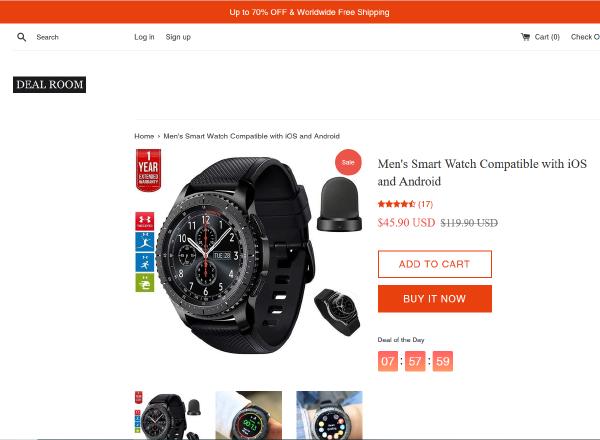 dealroomshop.com – scamming with facebook ads