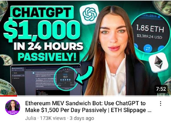MEV Bot Scam from Youtube